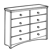 Shaker Dresser, 8 Equal Drawers, 4 Side by Side, 60"W